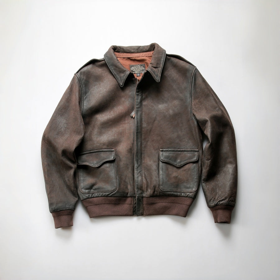 Vintage distressed A2 Pakistani goatskin flight jacket - A48