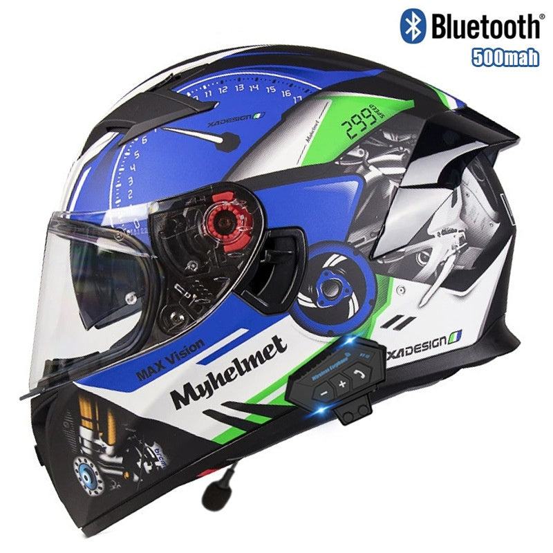 Artistic skull-painted full-face modular motorcycle helmet-I93
