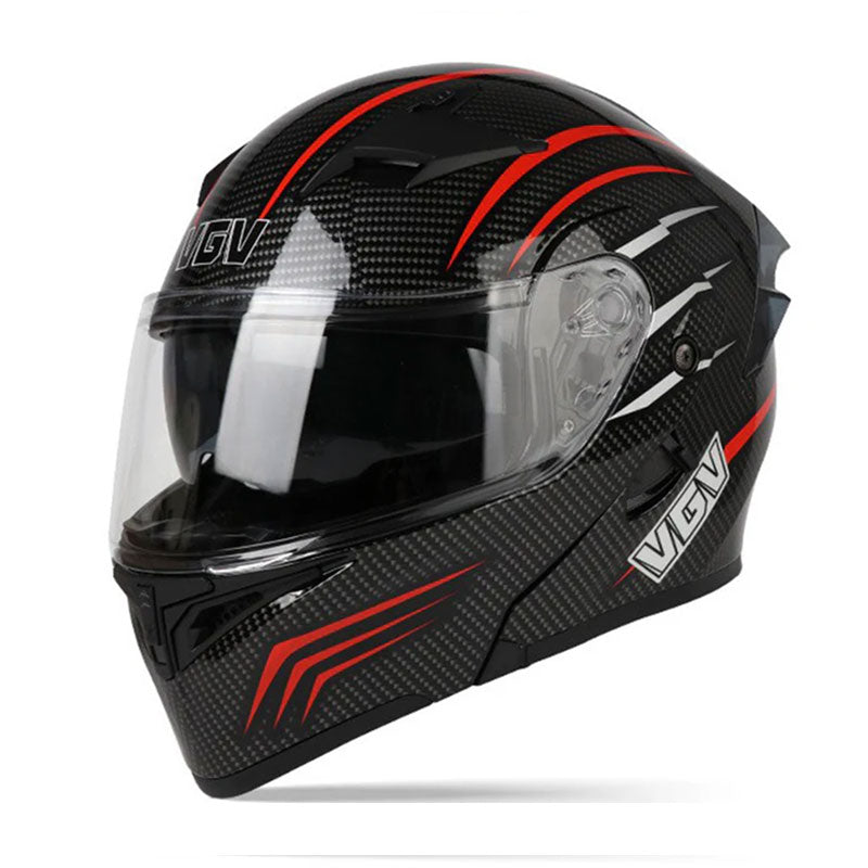 Carbon fiber modular flip-top motorcycle helmet-I47