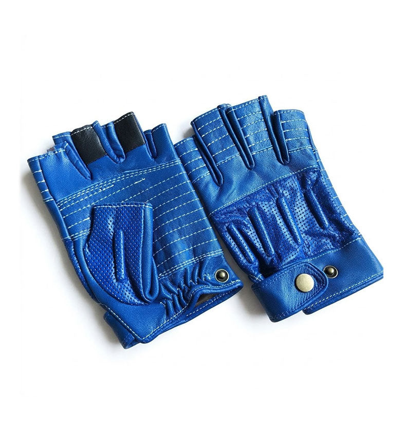 Vintage-style Harley-style leather half-finger gloves-G66