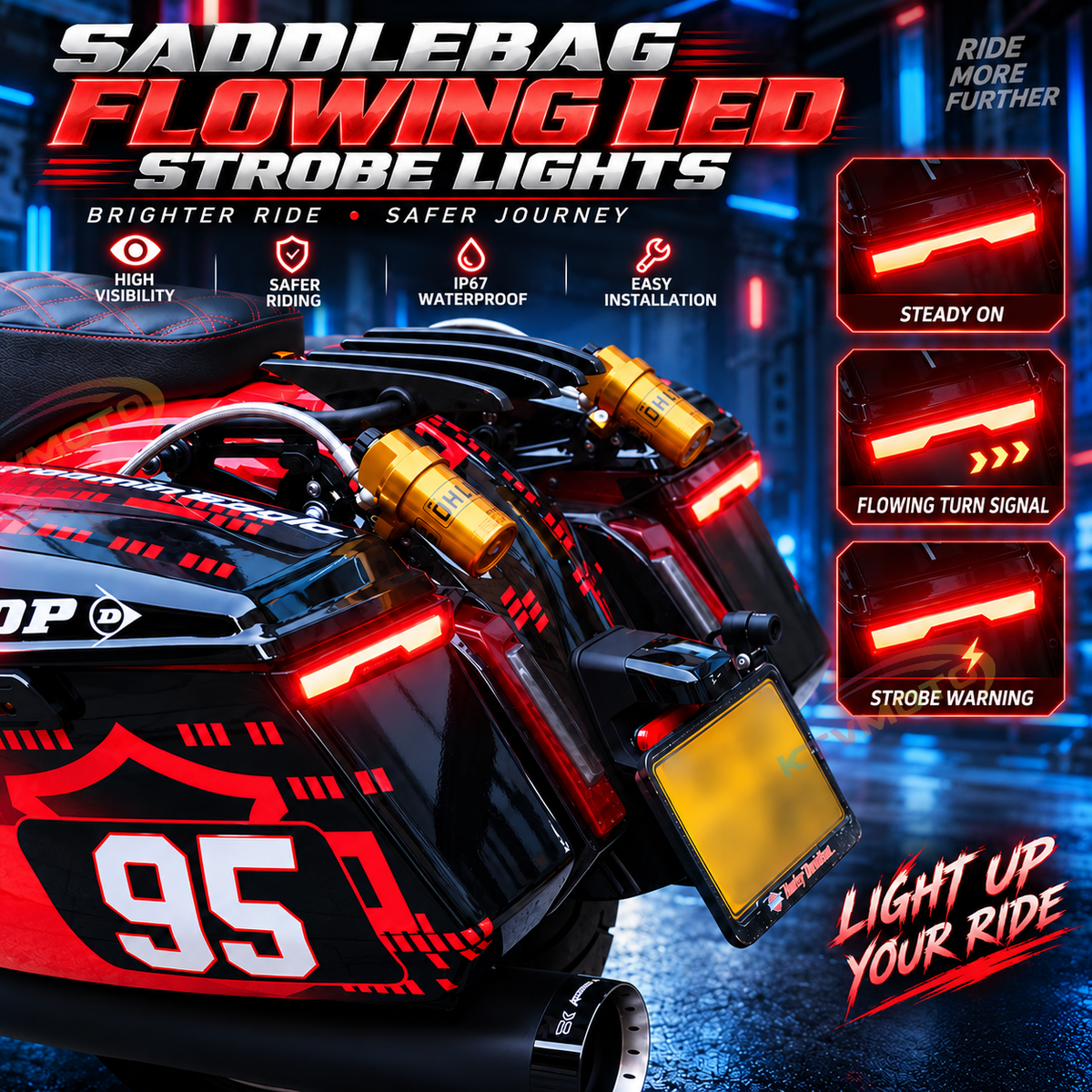 Harley 121CVOST Saddlebag Sequential Light (Fits 2024+ Models) Brake Light-M02