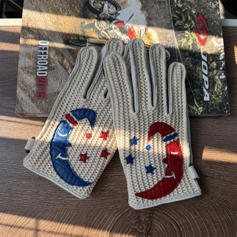 Knitted Retro Touchscreen Motorcycle Gloves-G58