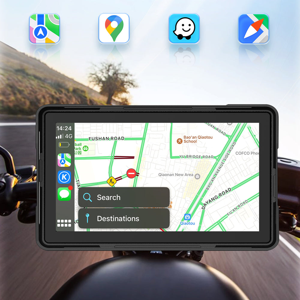 Portable IPX8 Waterproof Motorcycle GPS Navigation Wireless Carplay-P06