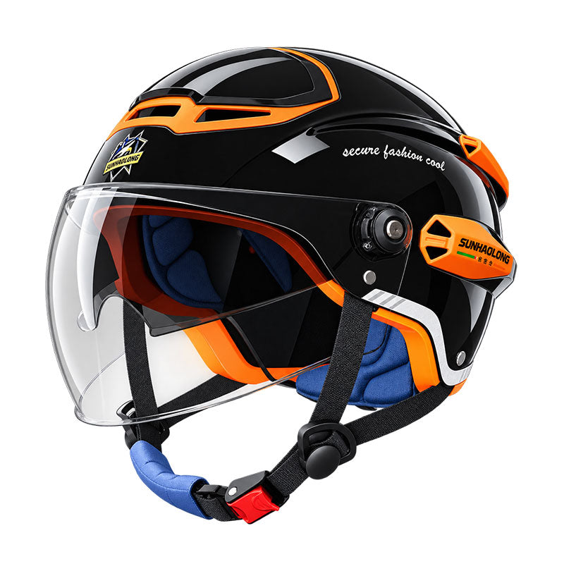 KTVMOTO Open Face Motorcycle Helmet with Dual Visor for Adults-I263