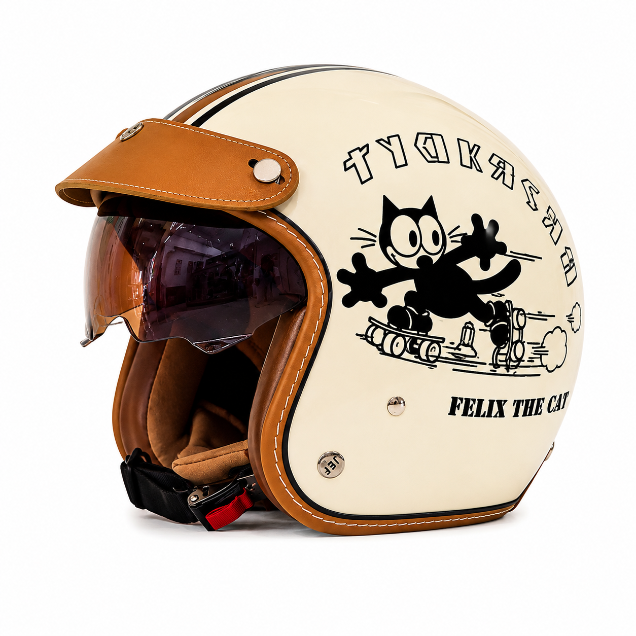 KTVMOTO Retro 3/4 Open Face Motorcycle Helmet with Sun Visor-I54