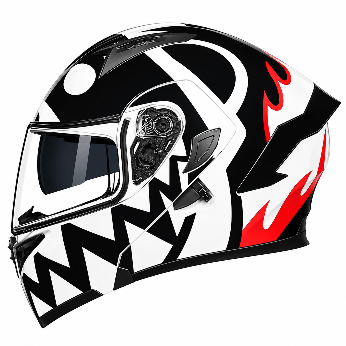 Vibrant Graffiti Dual-Visor Modular Motorcycle Helmet with Rear Spoiler-I154
