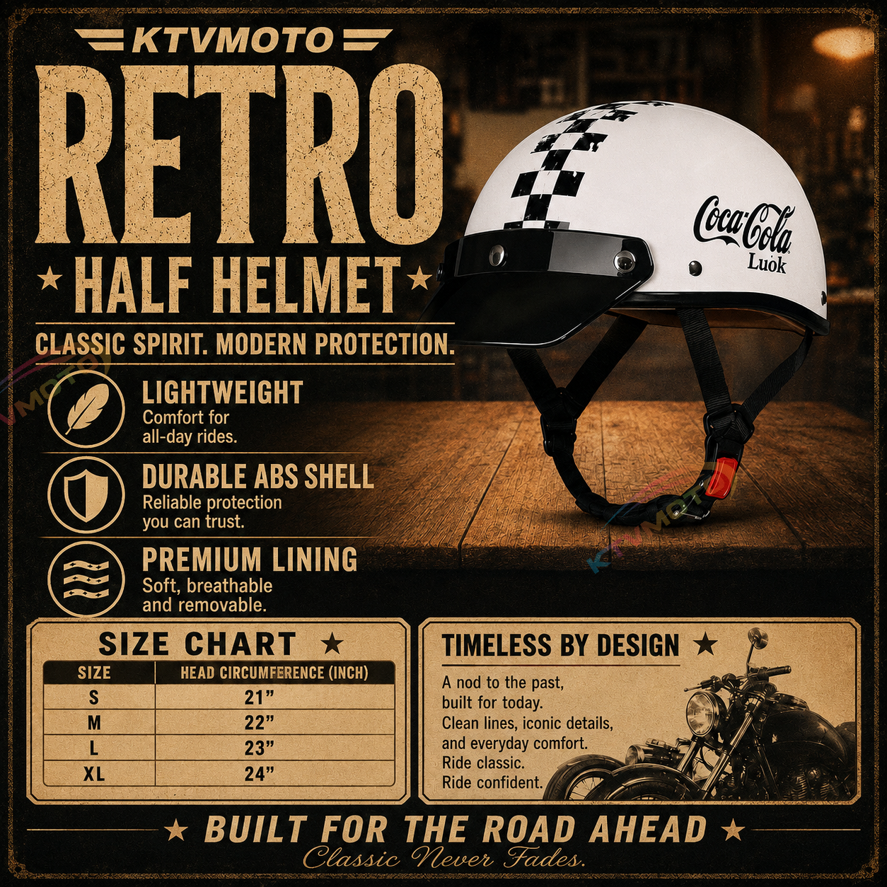 Retro half-helmet, summer travel gear-I18