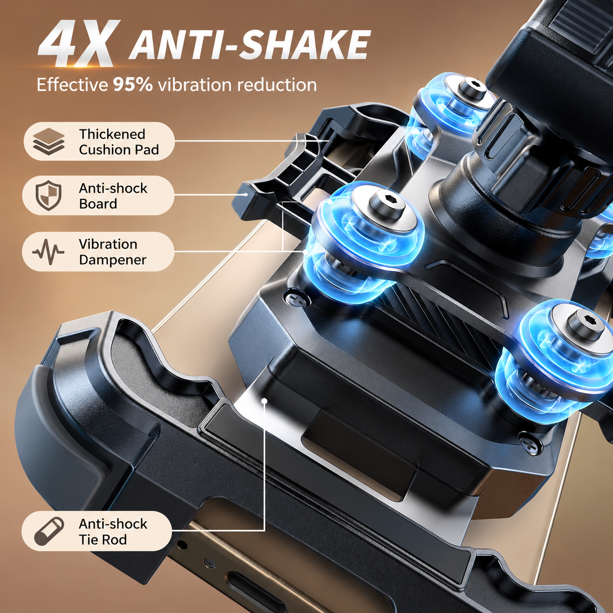 Anti-Vibration Motorcycle Phone Mount with Safety Lock-M47
