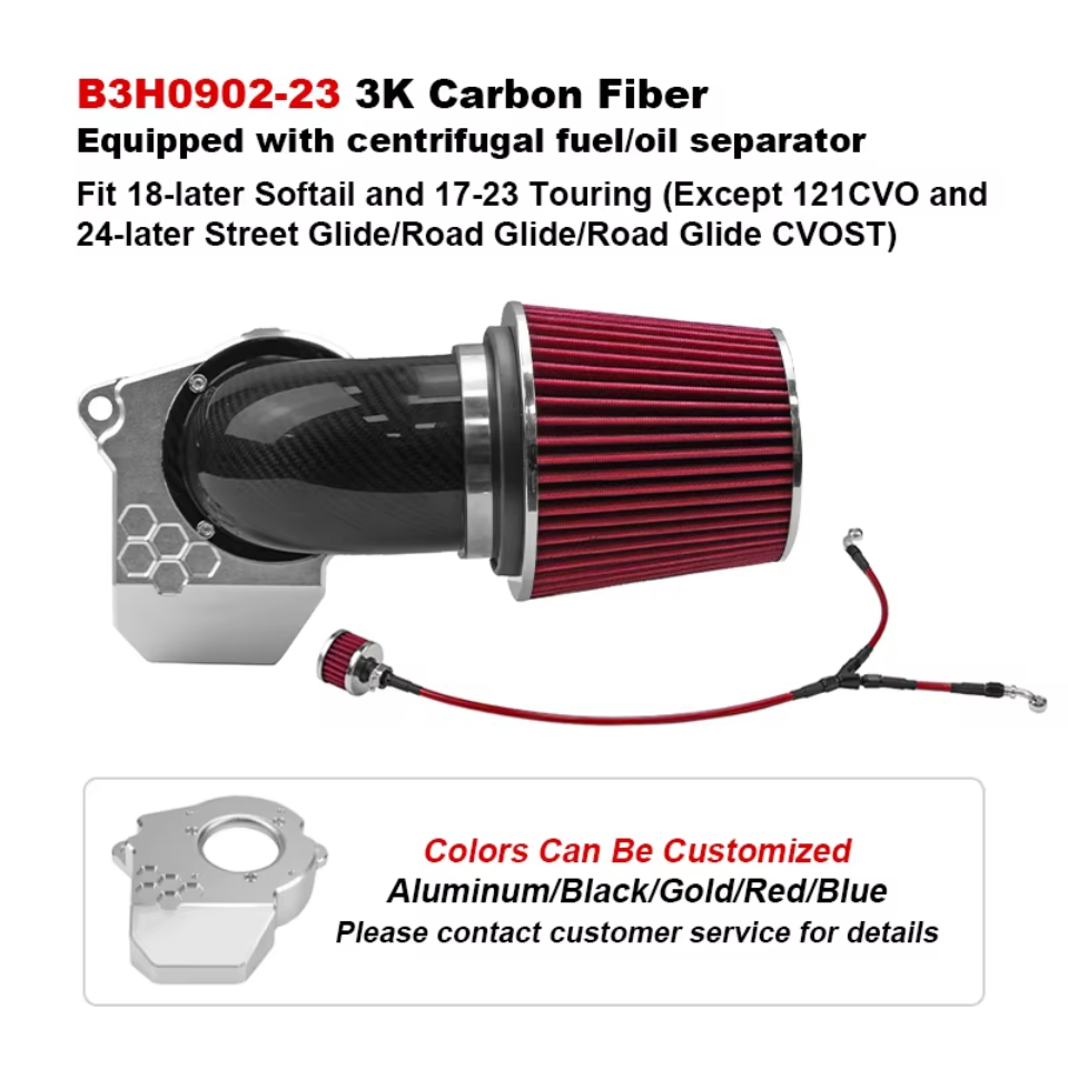 Mushroom Head Air Cleaner High Flow Performance Carbon Fiber Aluminum Washable Filter for 121CVO 117 Touring M8 Softail New