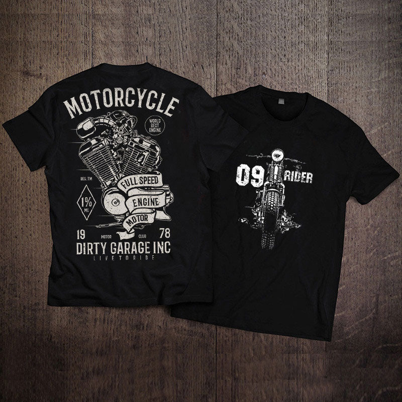 Heavyweight Retro Biker-Style Short-Sleeve T-Shirt - T01