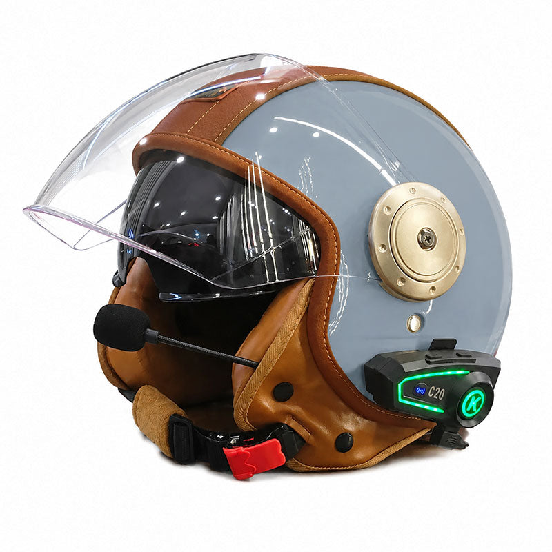 Dual-lens open-back Bluetooth motorcycle helmet-I27