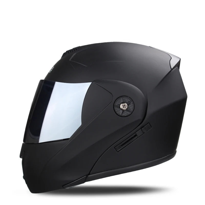 Motorcycle flip-up helmet with lightweight dual-lens design-I145