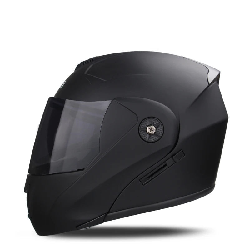 Motorcycle flip-up helmet with lightweight dual-lens design-I145