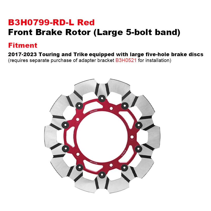 PB Style 5-Bolt Performance 13 Inch Front Brake Rotor for HD Touring and Softail Motorcycle Brake Systems