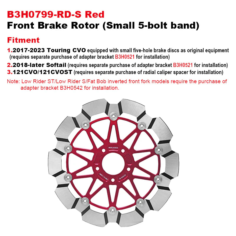 PB Style 5-Bolt Performance 13 Inch Front Brake Rotor for HD Touring and Softail Motorcycle Brake Systems
