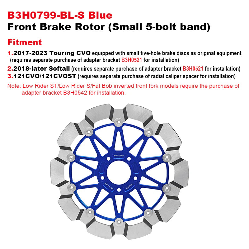 PB Style 5-Bolt Performance 13 Inch Front Brake Rotor for HD Touring and Softail Motorcycle Brake Systems