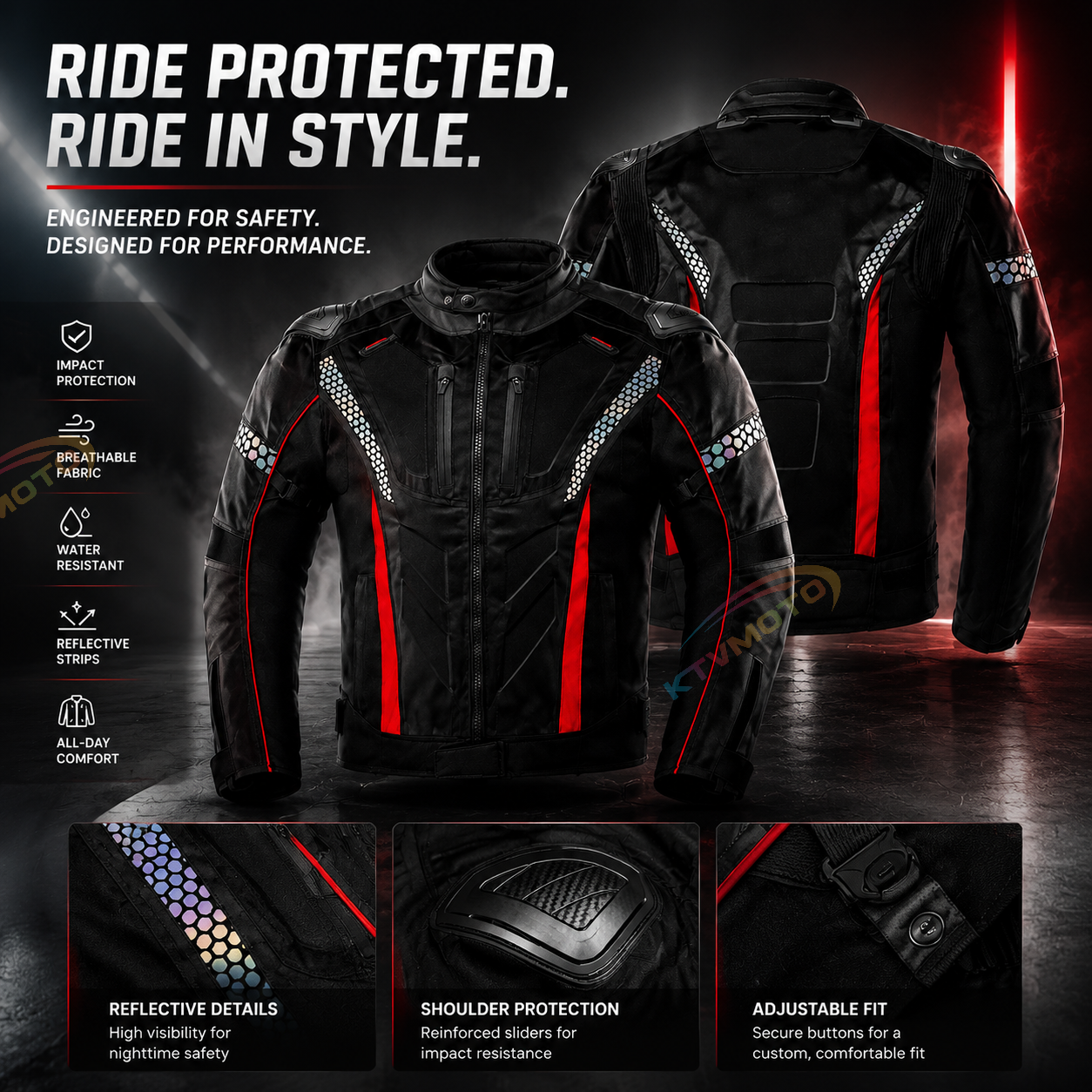 Two-piece breathable motorcycle riding suit-J89