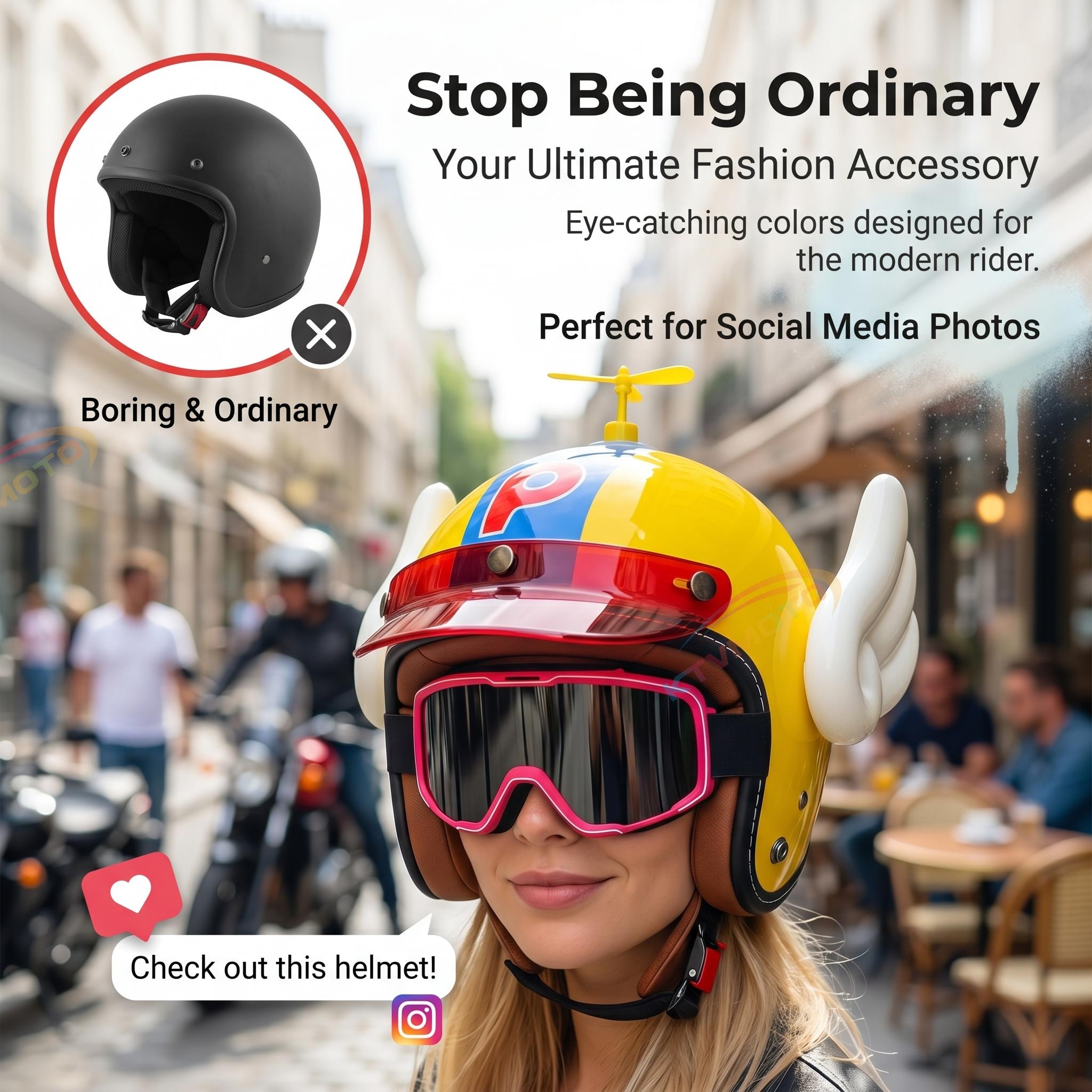 Bowknot Wing Retro Open Face Motorcycle Helmet-I33