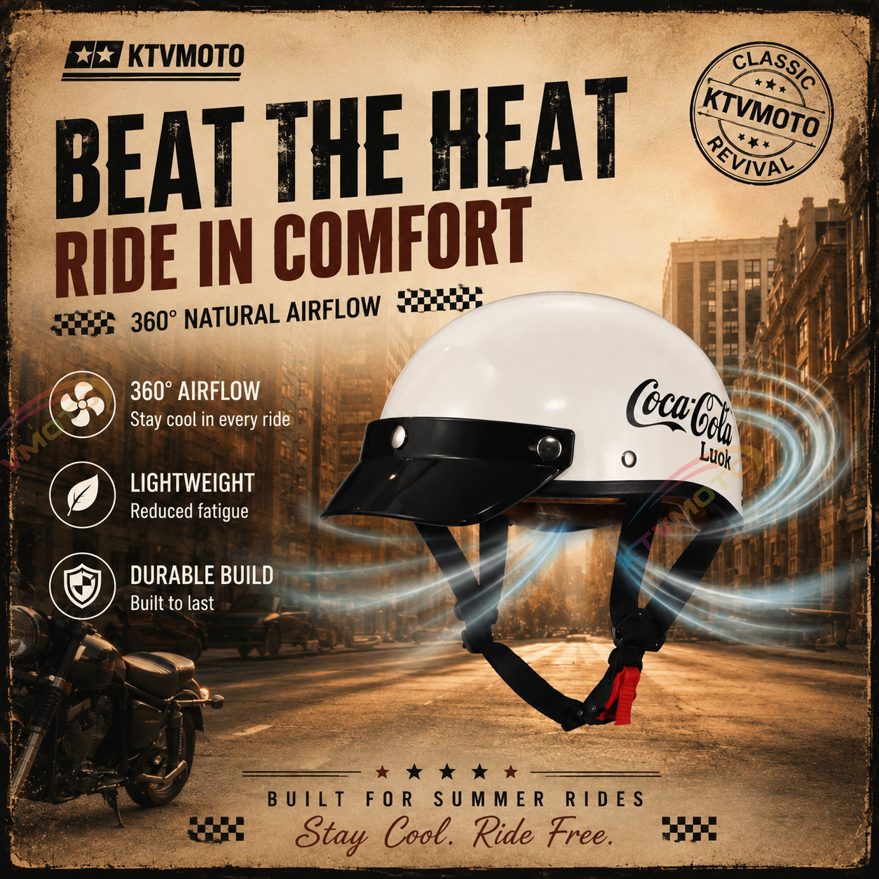 Retro half-helmet, summer travel gear-I18