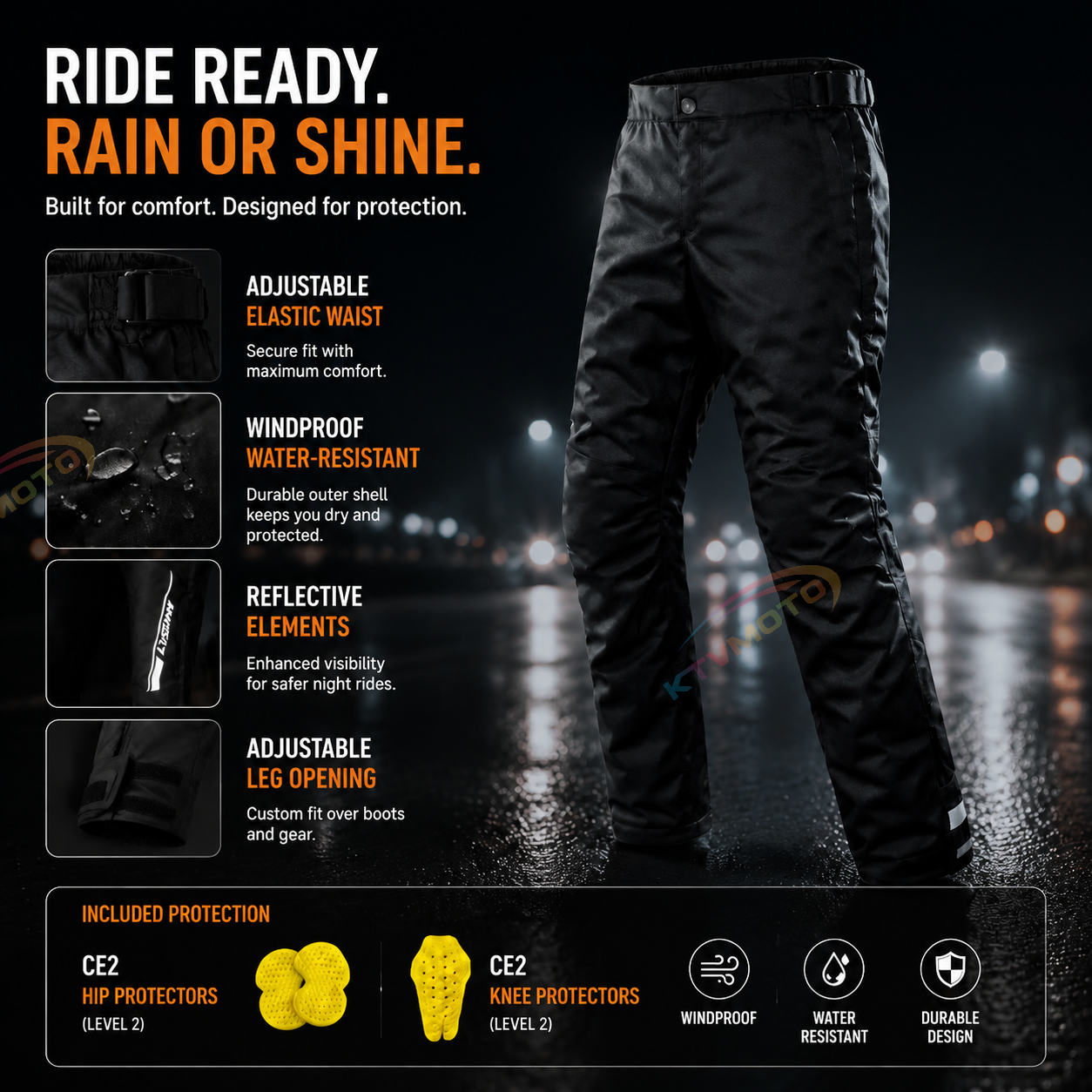 CE Quick-on/off thermal motorcycle riding pants-J88
