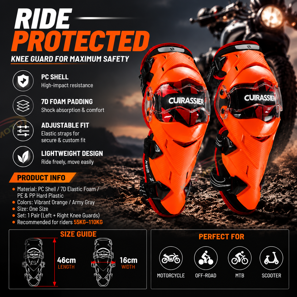 Motorcycle riding knee guards-Y33