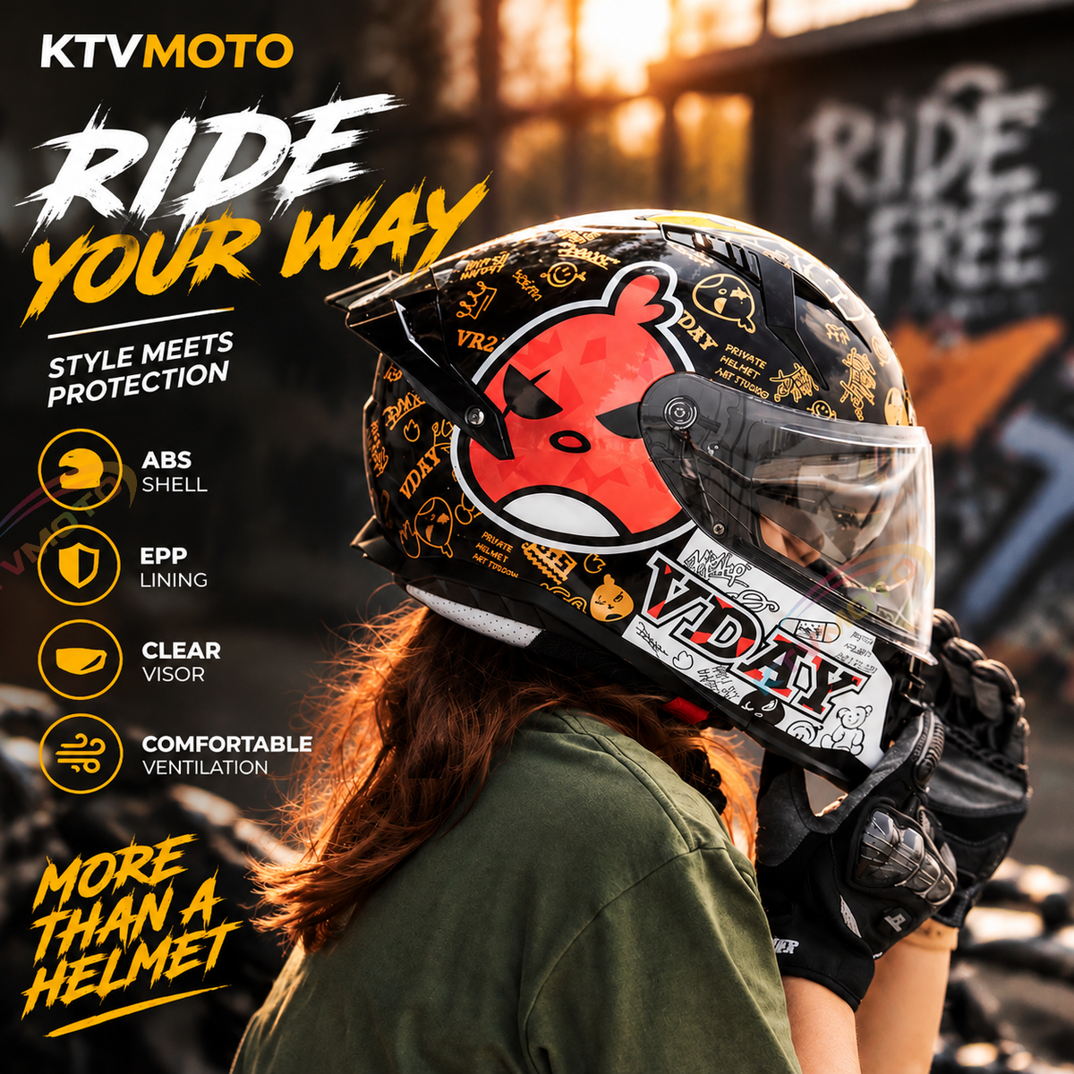DOT-Certified Trendy Full-Face Motorcycle Helmets for Couples-I301