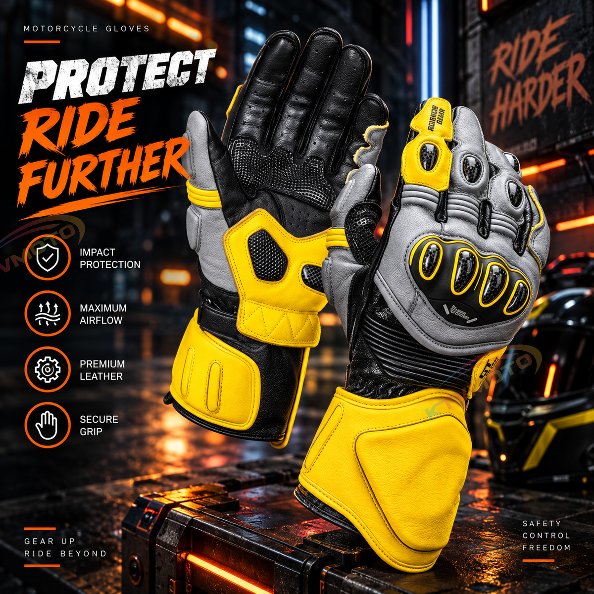 KTVMOTO Carbon Fiber Shell Windproof Motorcycle Riding Gloves-GT02