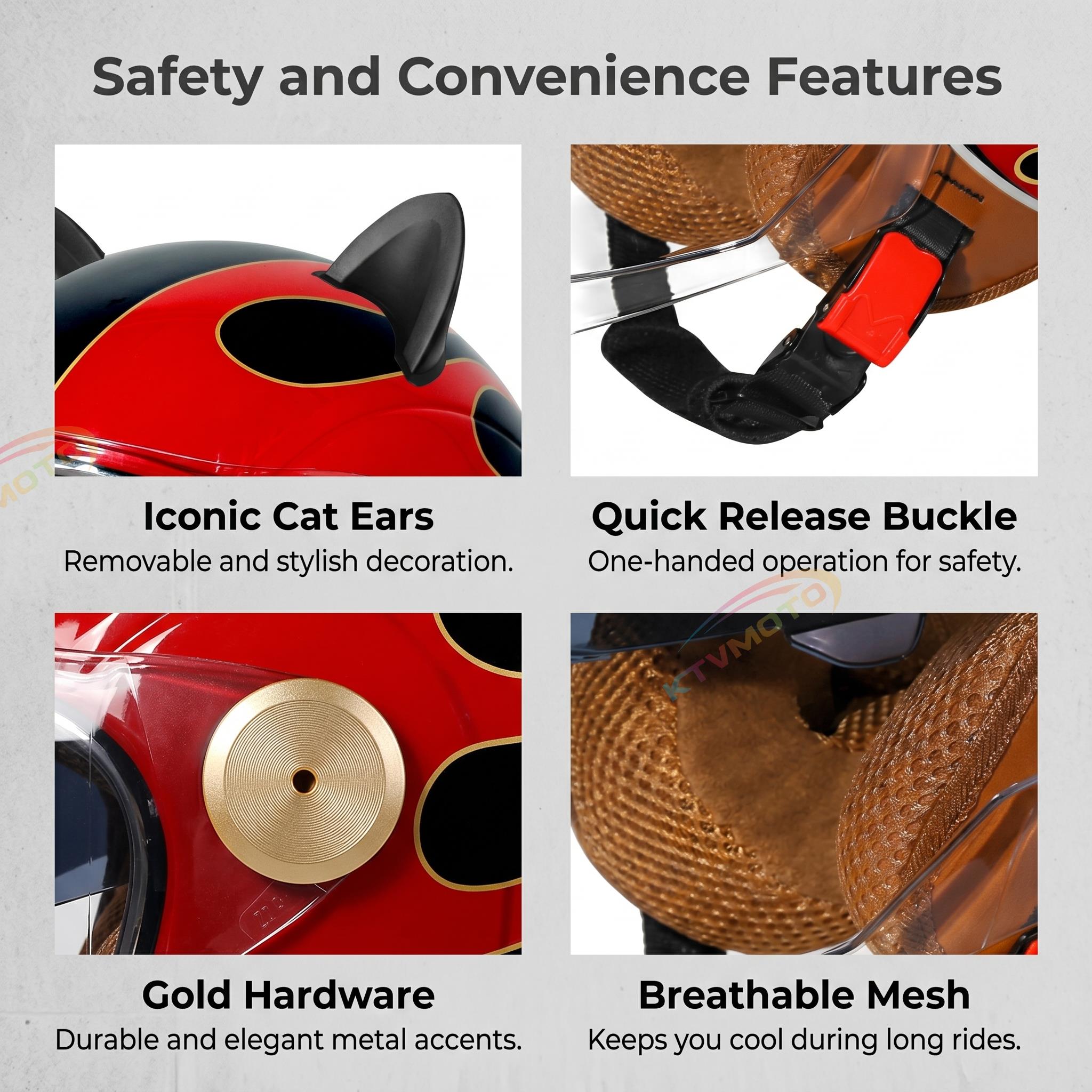 Cute cat ear motorcycle helmet-open design-I70