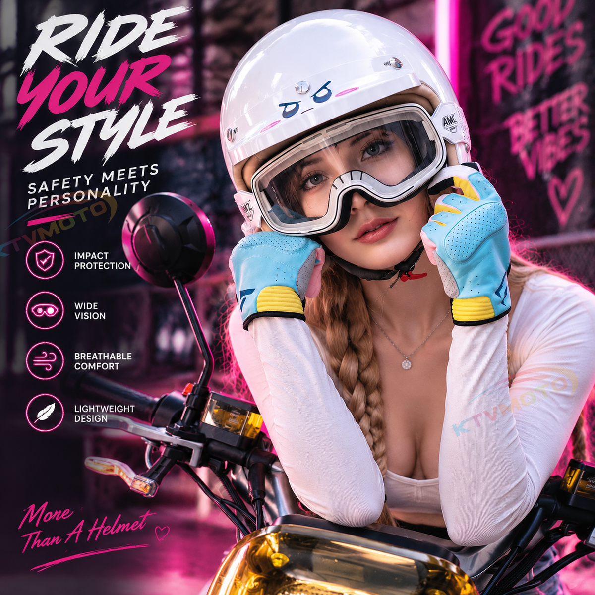 KTVMOTO Retro Touchscreen Motorcycle Riding Gloves-G54