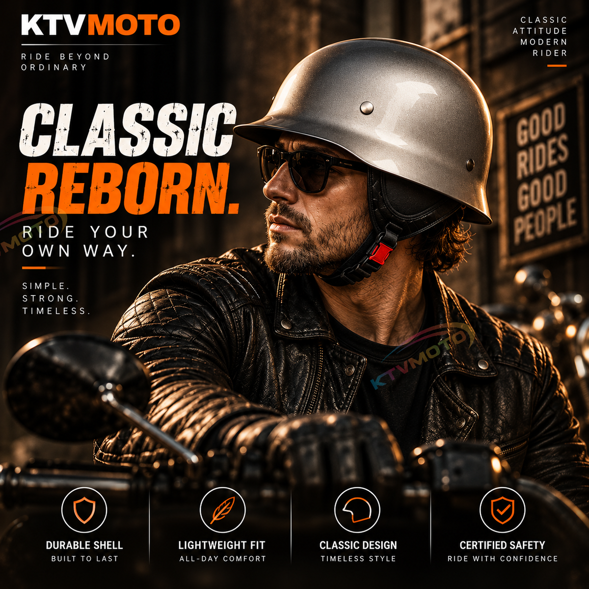 Retro Lightweight Cruiser Half-Helmet for Motorcycles-I209