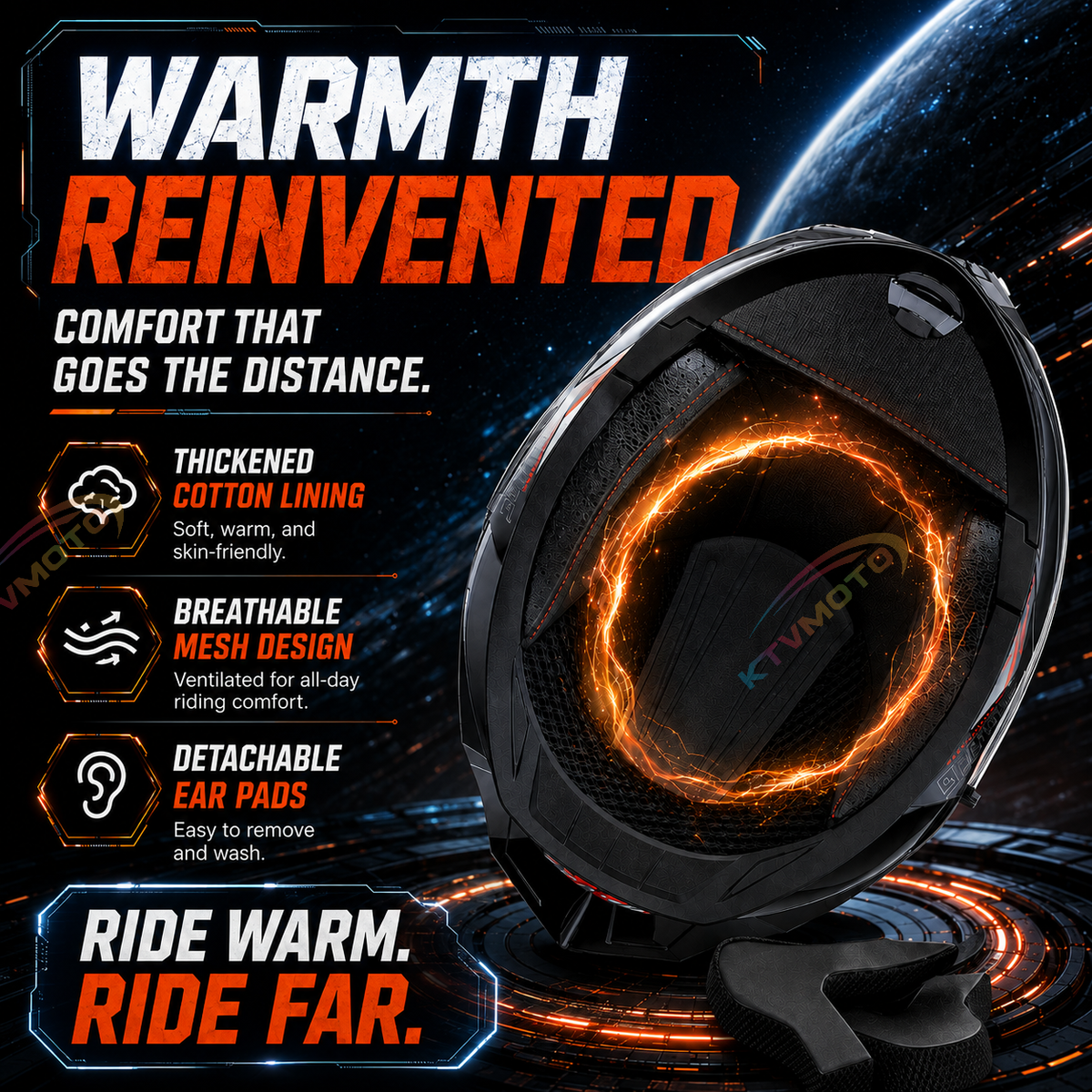 KTVMOTO Motorcycle all-season flip-up helmet with built-in Bluetooth-I262