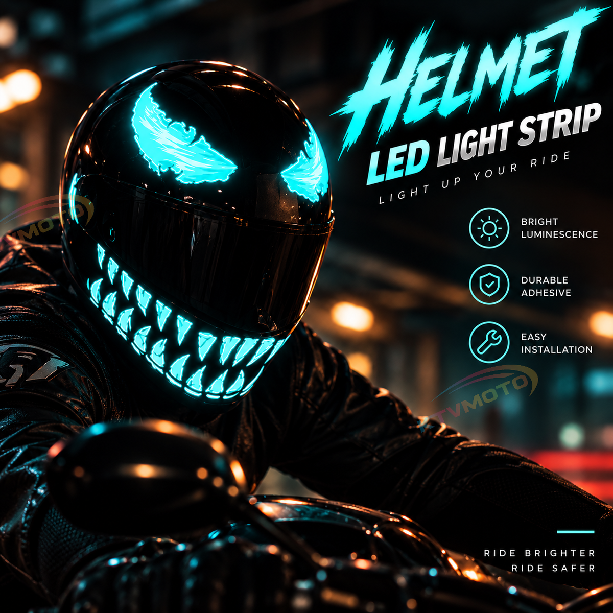KTVMOTO Motorcycle Helmet Light Kit with Wings & Teeth-D25