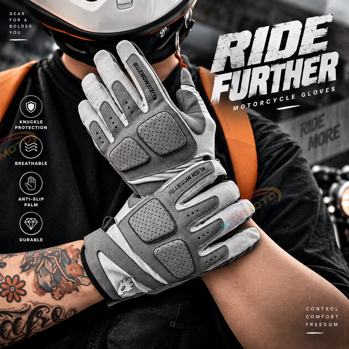 KTVMOTO Motorcycle breathable mesh lightweight touchscreen gloves-G47