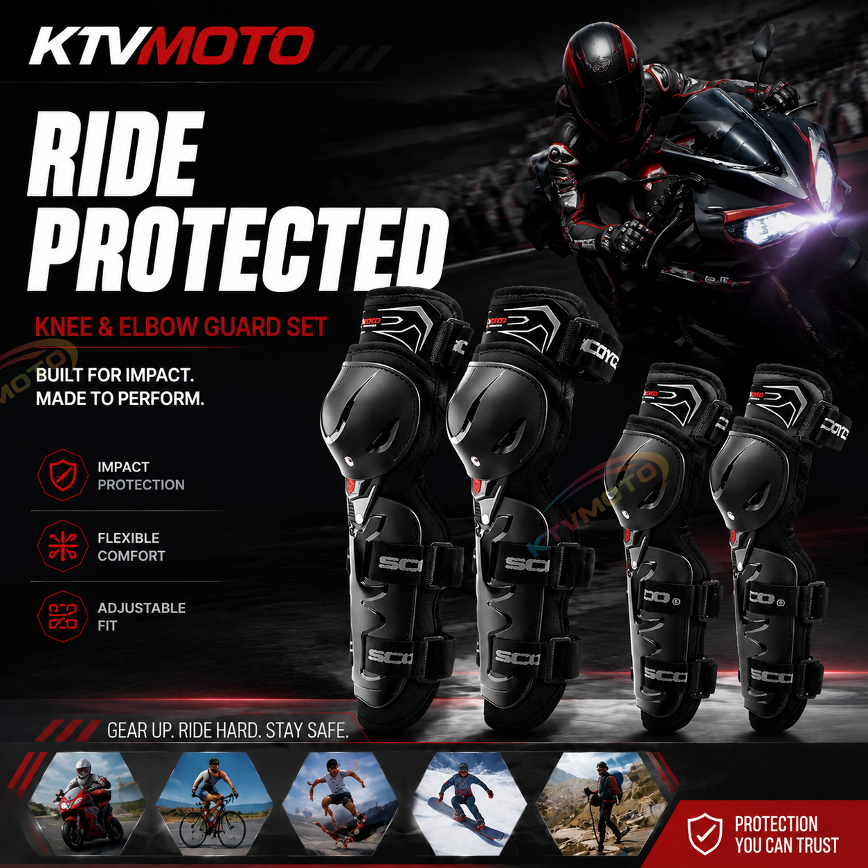 4-Piece Motocross Protective Gear Set-Y45