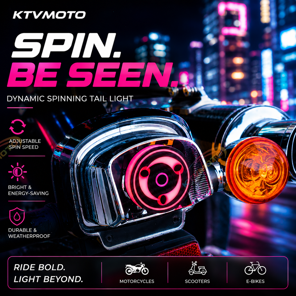 Motorcycle Rear Vortex-Style Multicolor LED Modification Light-D22