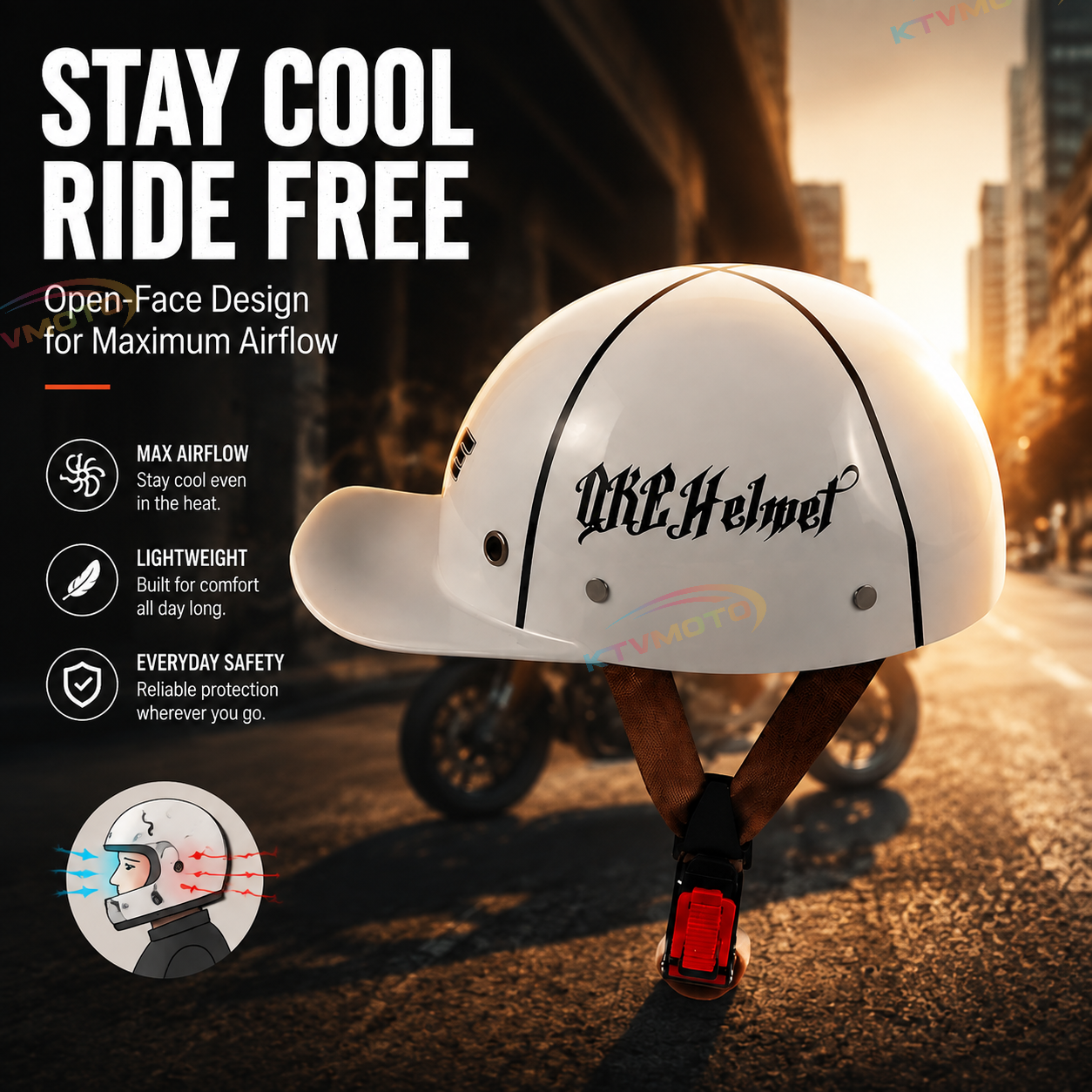 Retro baseball cap motorcycle half helme-I14