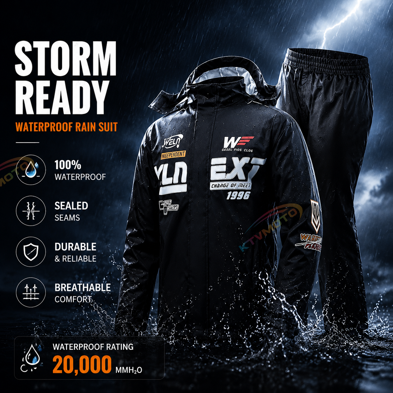Two-piece cycling raincoat set-C17