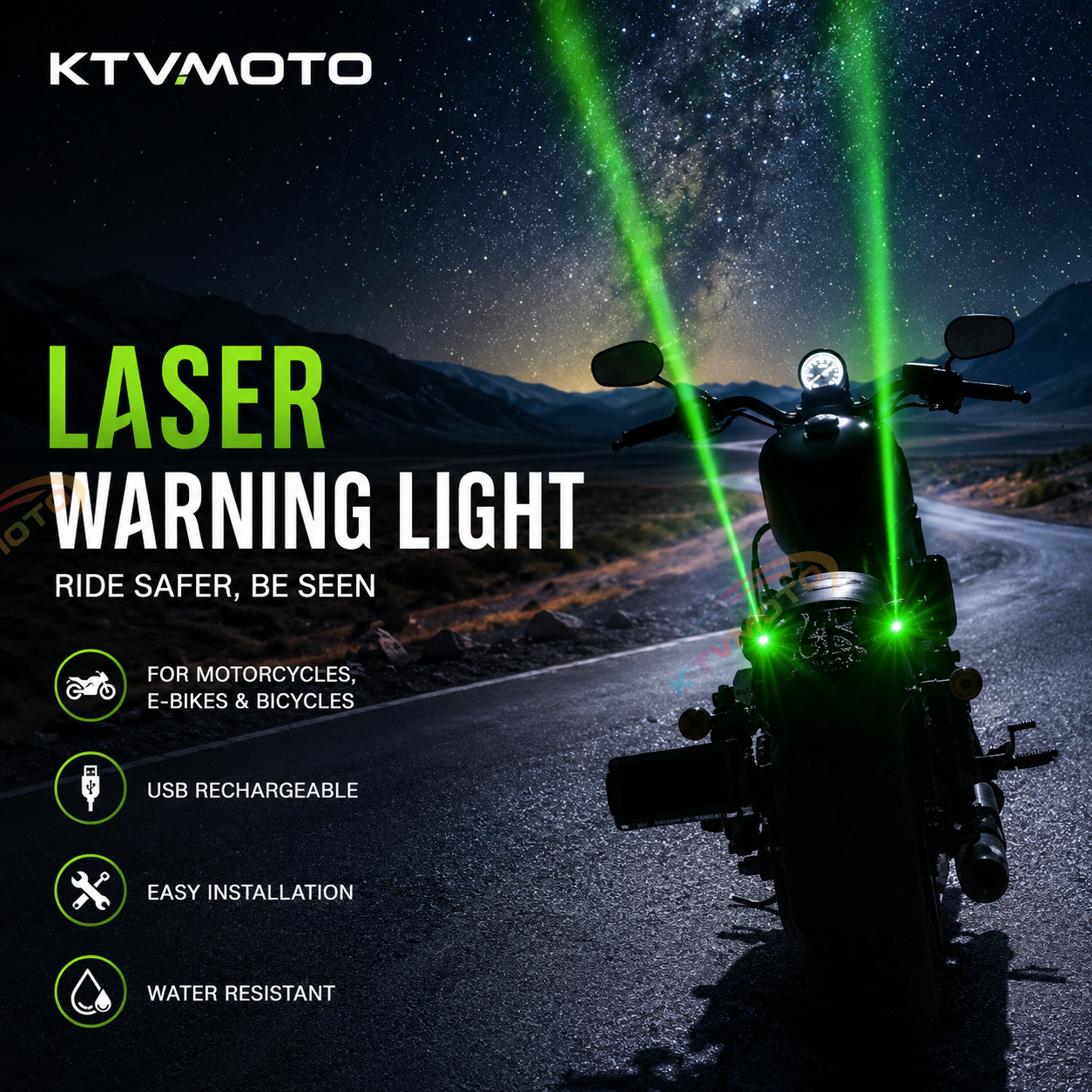 Wireless Motorcycle Laser Tail Light with Warning Strobe Projection-D23