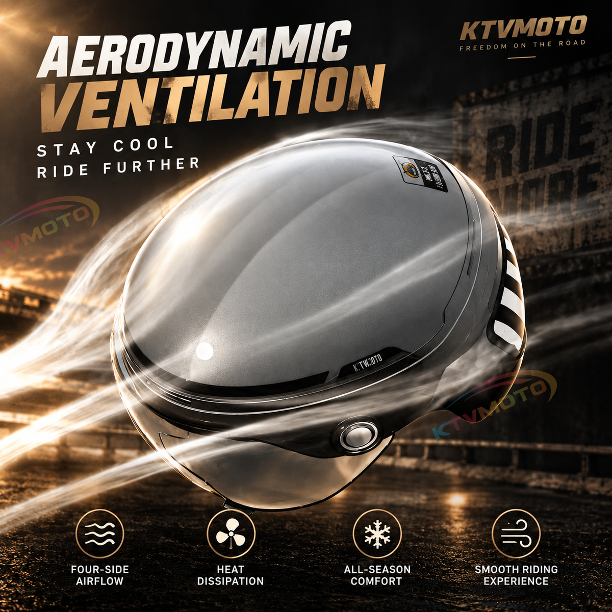 KTVMOTO Retro Half-Shell Motorcycle Helmet (Plus size)-I269