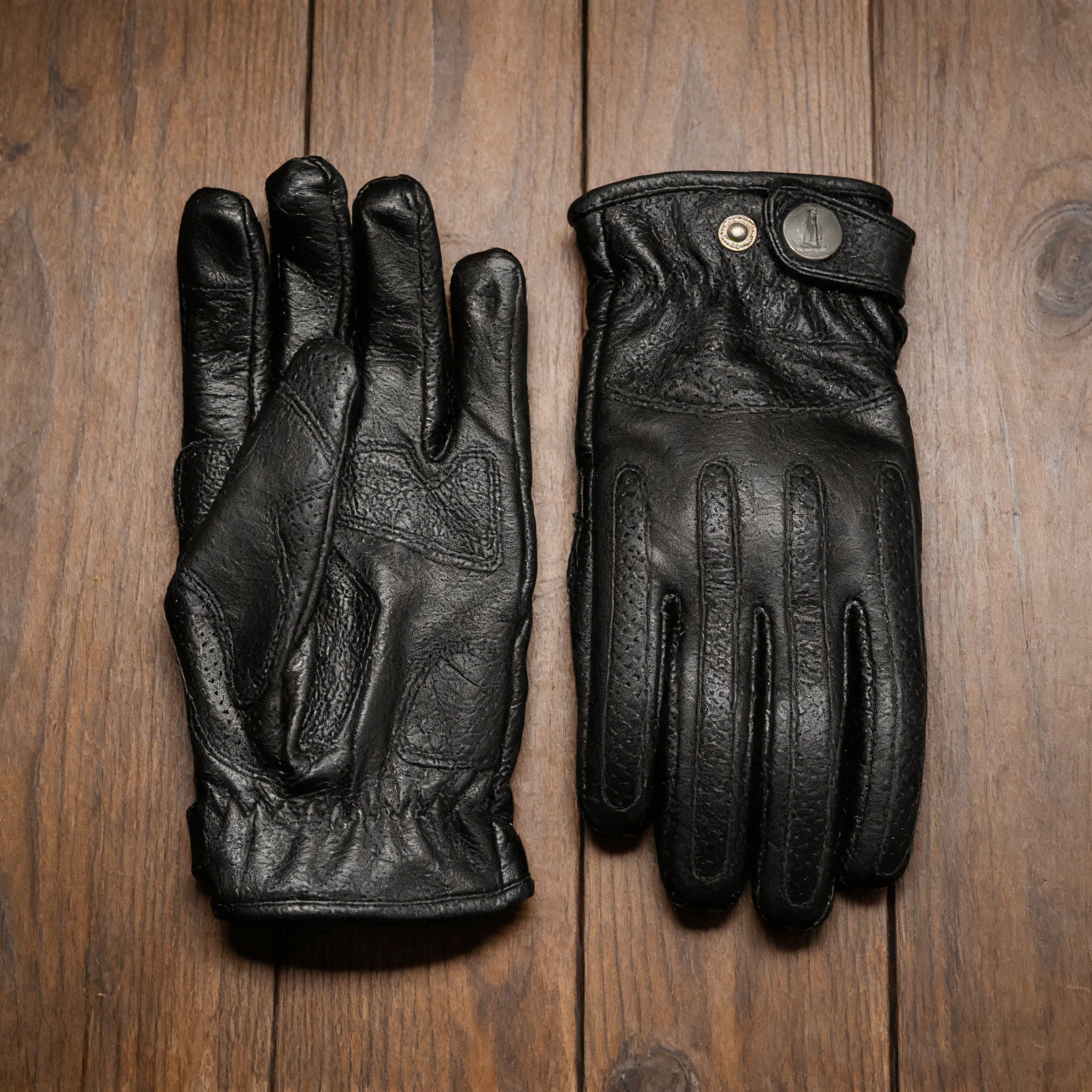 Retro Fleece-lined Gloves for Motorcycle Riding Genuine Leather