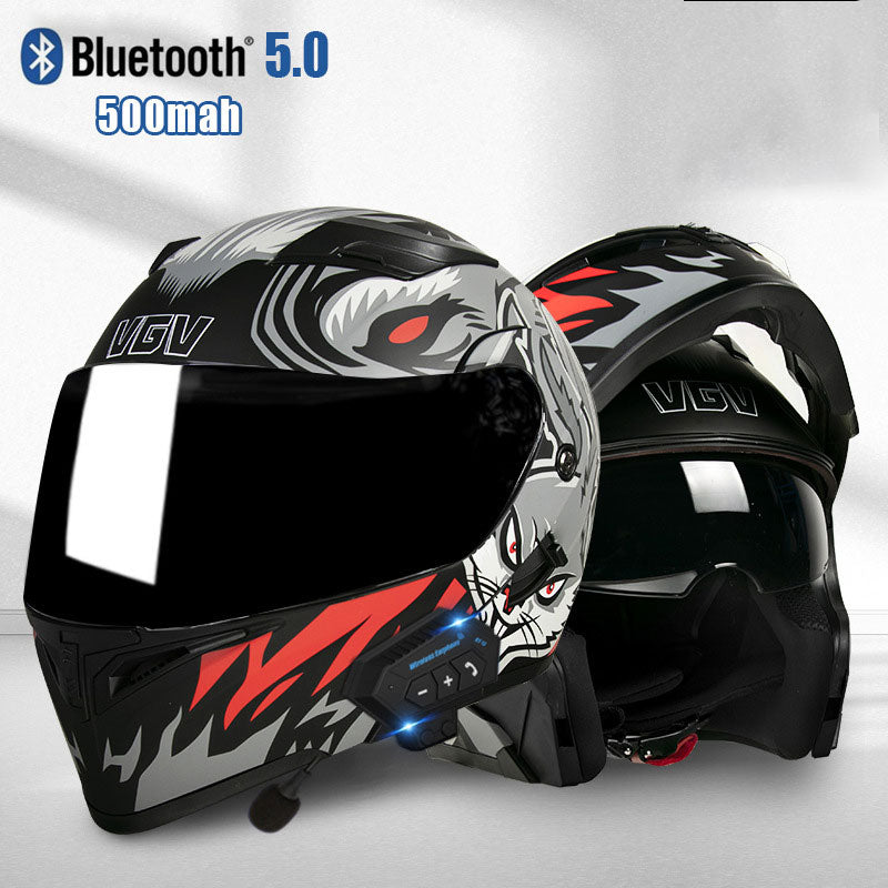 Dual Visor Flip Up Motorbike Graphic Helmet-I97