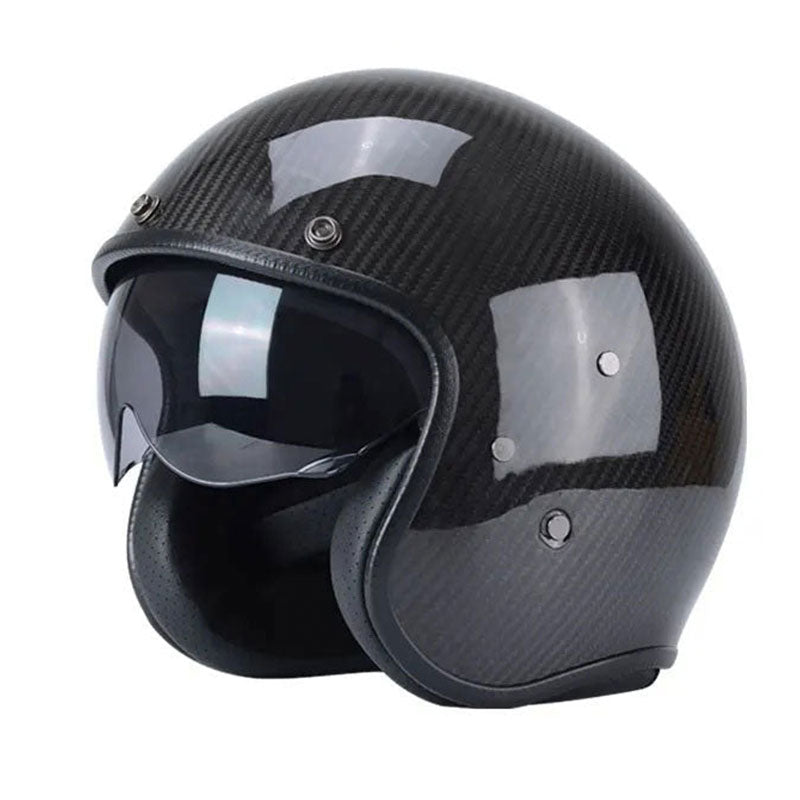 KTVMOTO Classic cruise half-helmet with carbon fiber texture, Harley style-I34