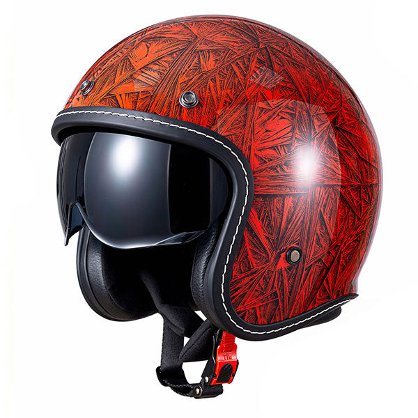 Lightweight 3/4 motorcycle helmet with a vintage crackle finish-I141