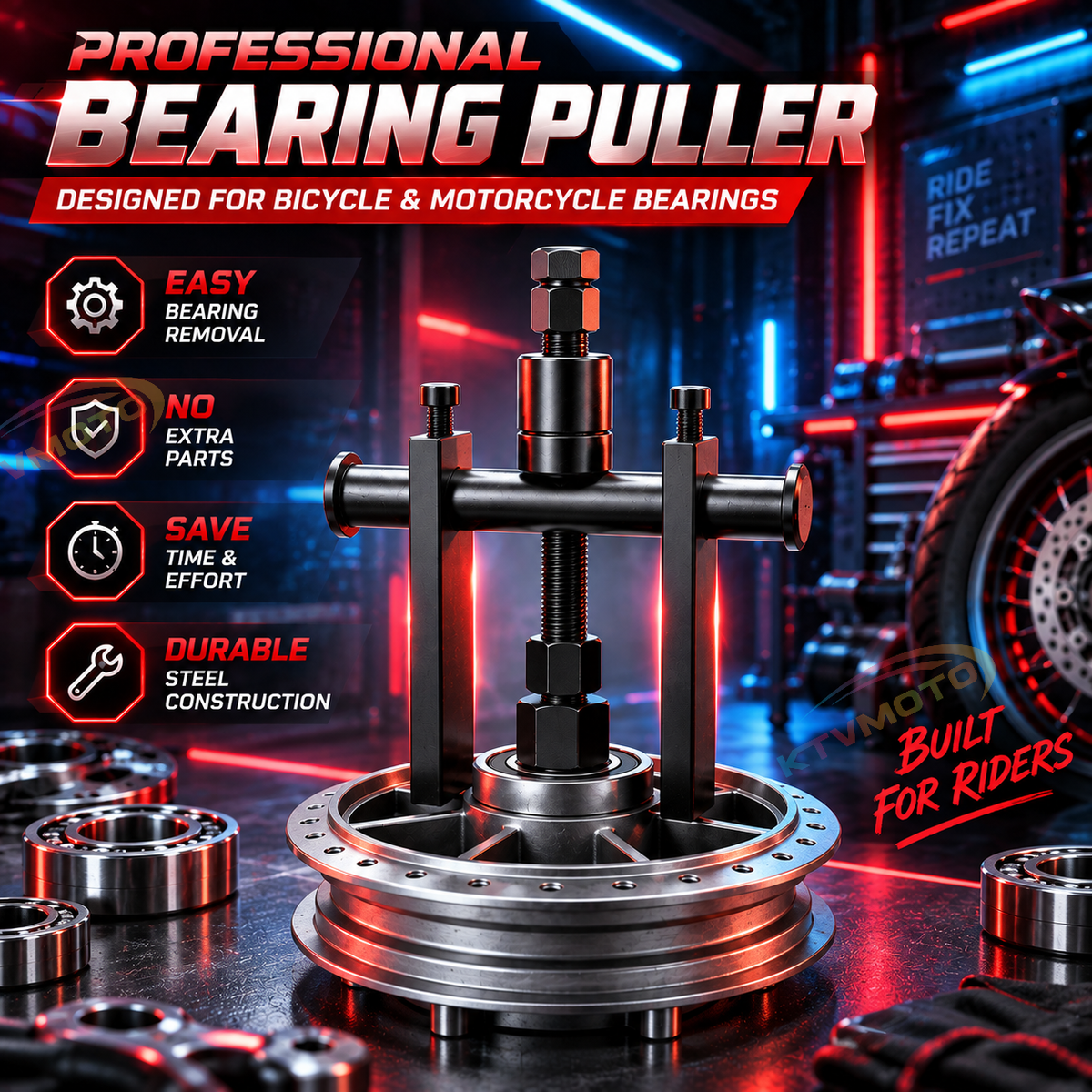 8–25mm Blind Hole Bearing Puller Set — Motorcycle and Automotive Wheel Bearings-M01