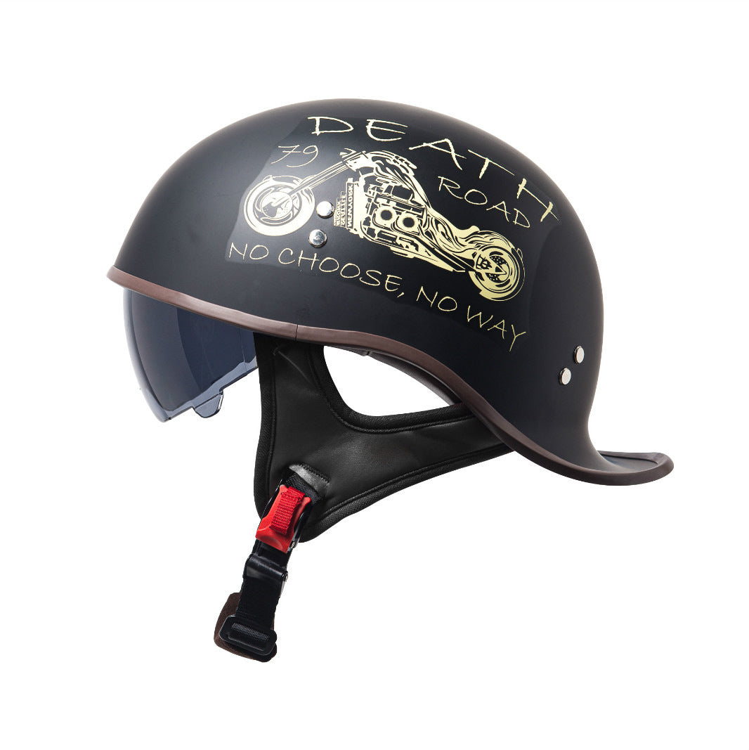 KTVMOTO Vintage Half Helmet with Visor – Retro Motorcycle Helmet-I277