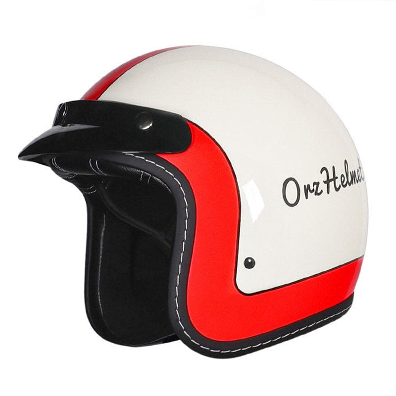 KTVMOTO Retro Open Face Motorcycle Helmet – Vintage Graphic Style-I21
