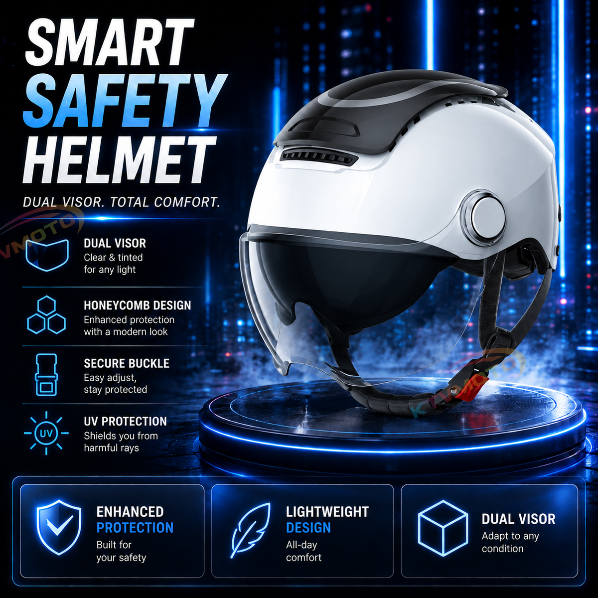 Breathable, sun-protective motorcycle half-helmet-I148