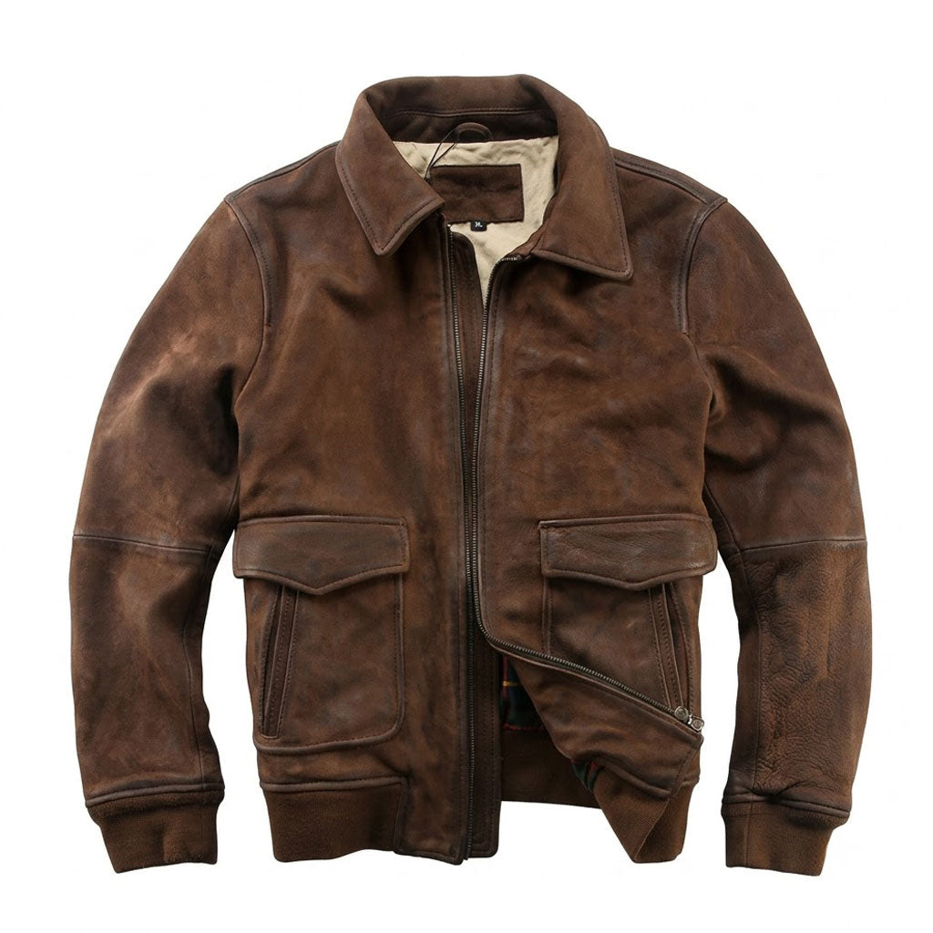 Vintage distressed A2 Pakistani goatskin flight jacket - A43