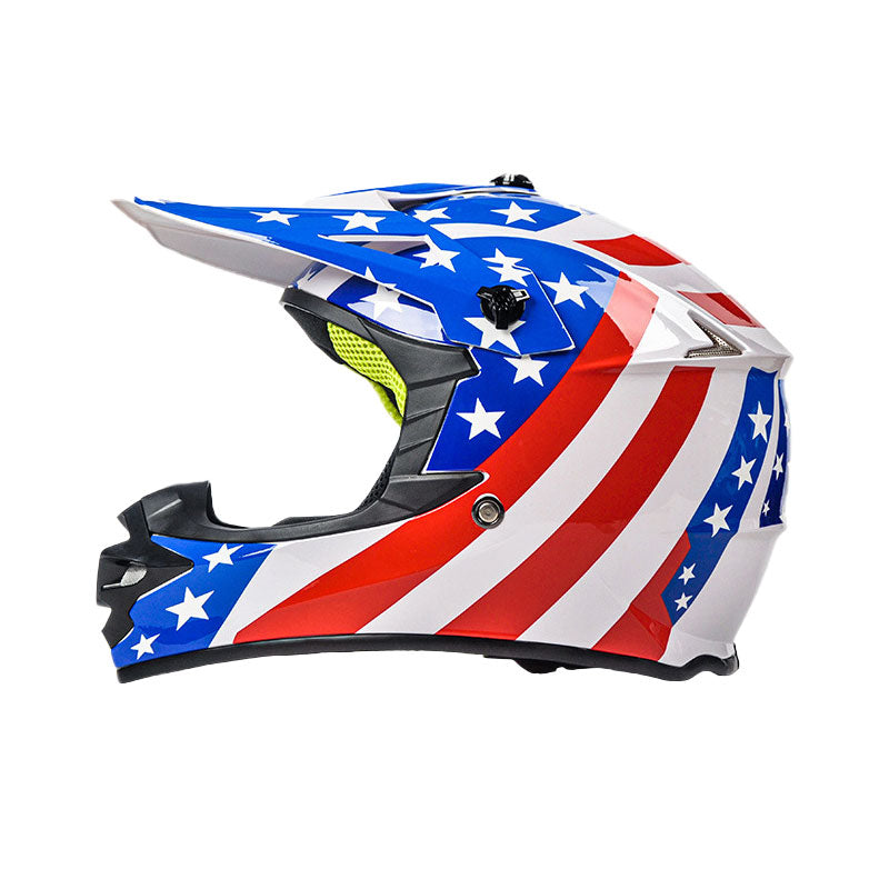 Blue Flame Off-Road Motorcycle Helmet — DOT Certified-I86