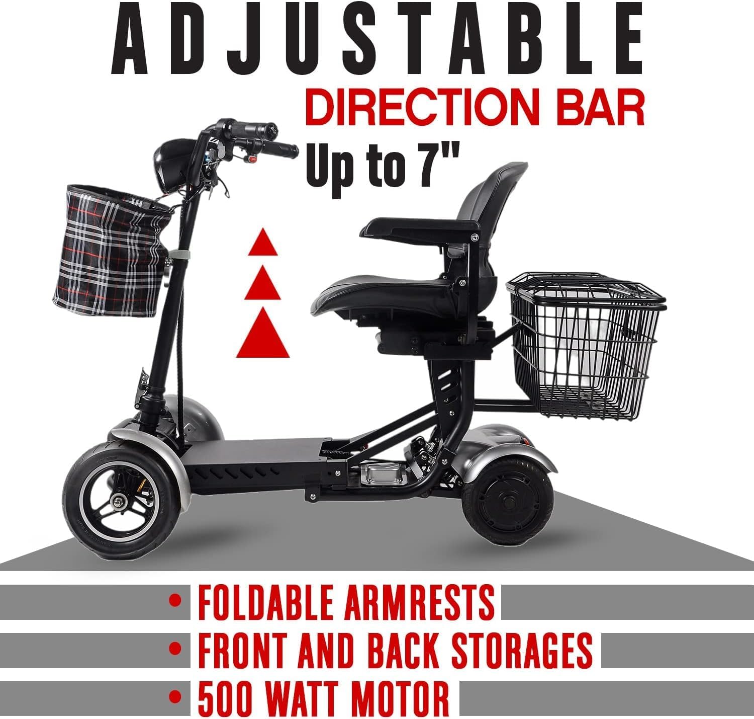 500W Foldable Four-Wheel Electric Scooter - T2